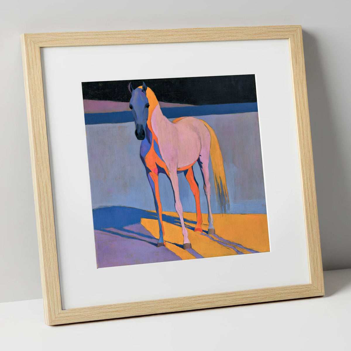 Vivid Painted Arabian Horse horse breed art print in natural frame