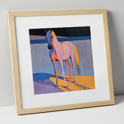 Vivid Painted Arabian Horse horse breed art print in natural frame