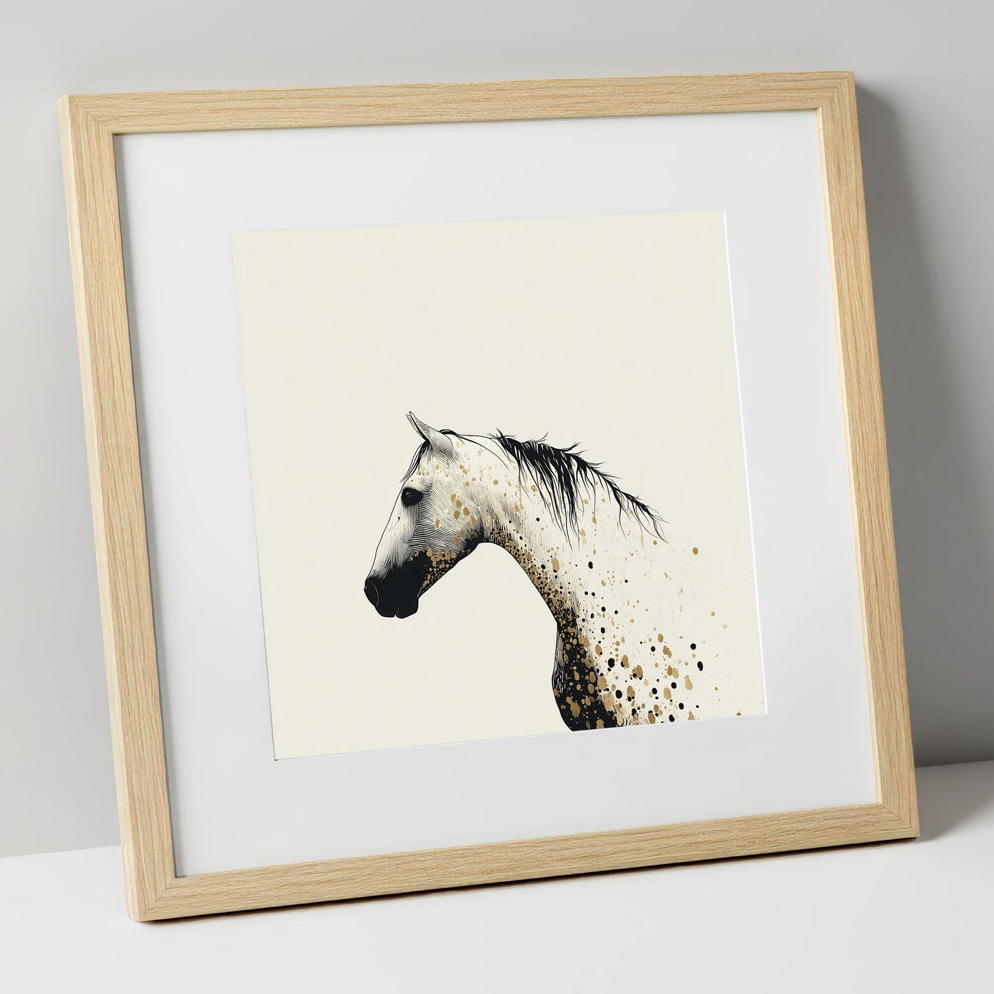 Gilded Ink Equine Profile horse breed art print in natural frame