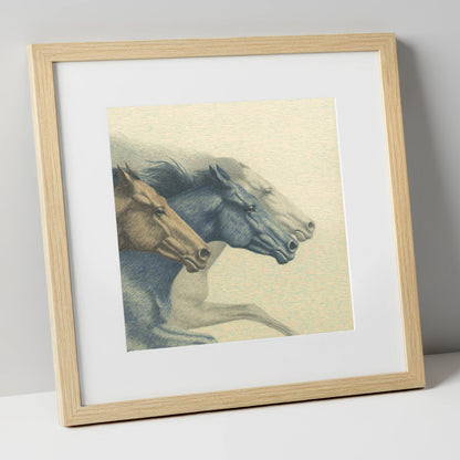 Stride For Stride racing horse art print in natural frame