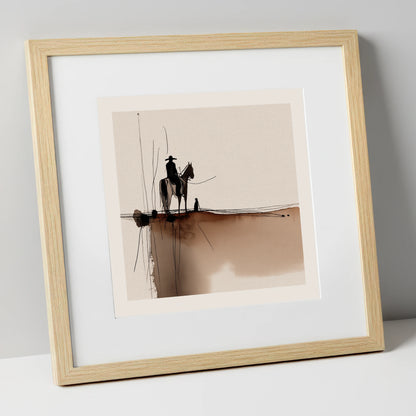 Frontier Silhouette western horse art print in natural frame