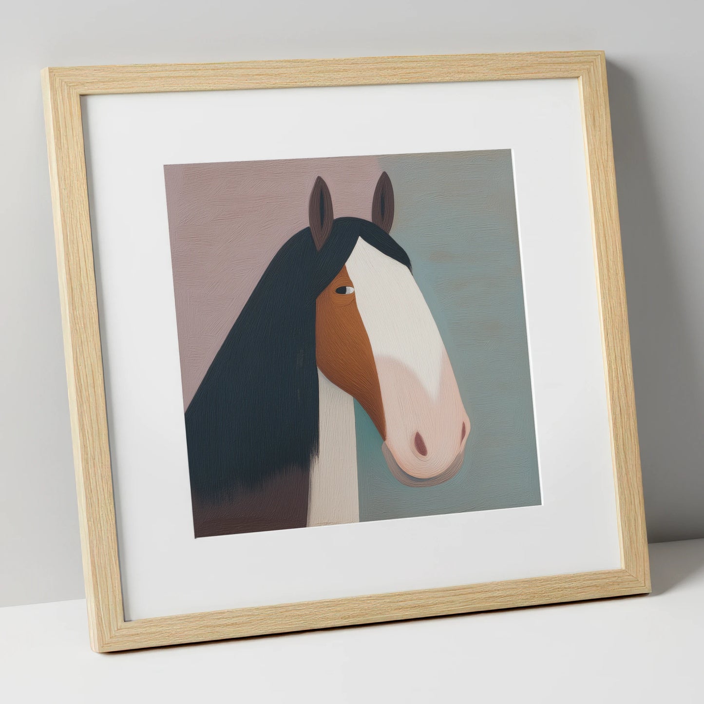 The Gentle Heavyweight horse breed art print in natural frame
