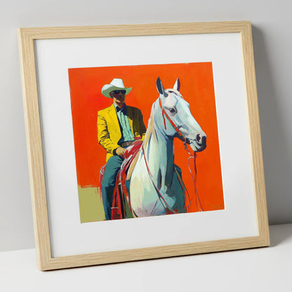 The Bright Frontier western horse art print in natural frame