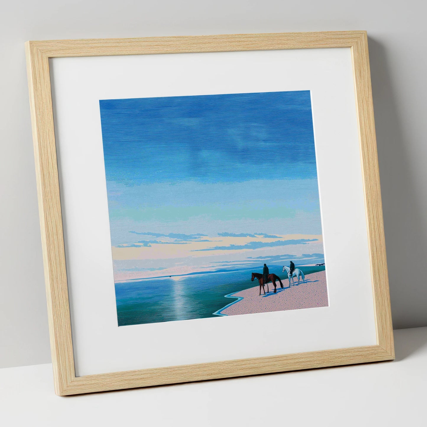 Horizon Bound horse landscape art print in natural frame