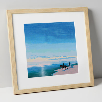 Horizon Bound horse landscape art print in natural frame