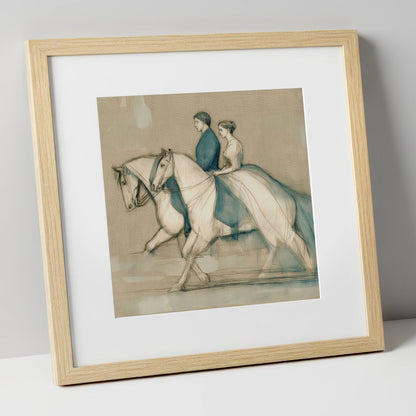 Quiet Companionship horse & rider art print in natural frame