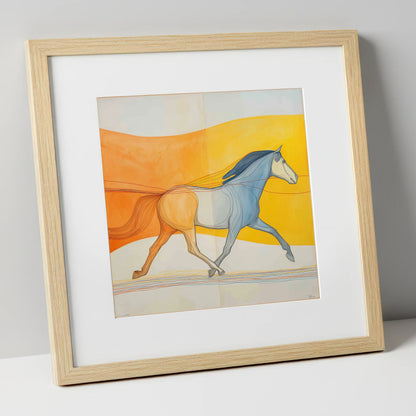 Rhythm In Colour horse portrait art print in natural frame