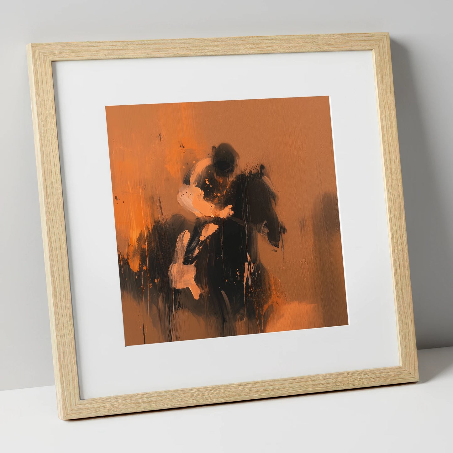 Through the Amber Dust racing horse art print in natural frame