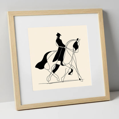 Harmony in Motion dressage horse art print in natural frame