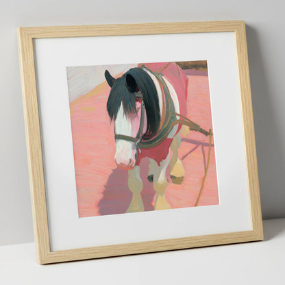 The Patient Draught working horse art print in natural frame