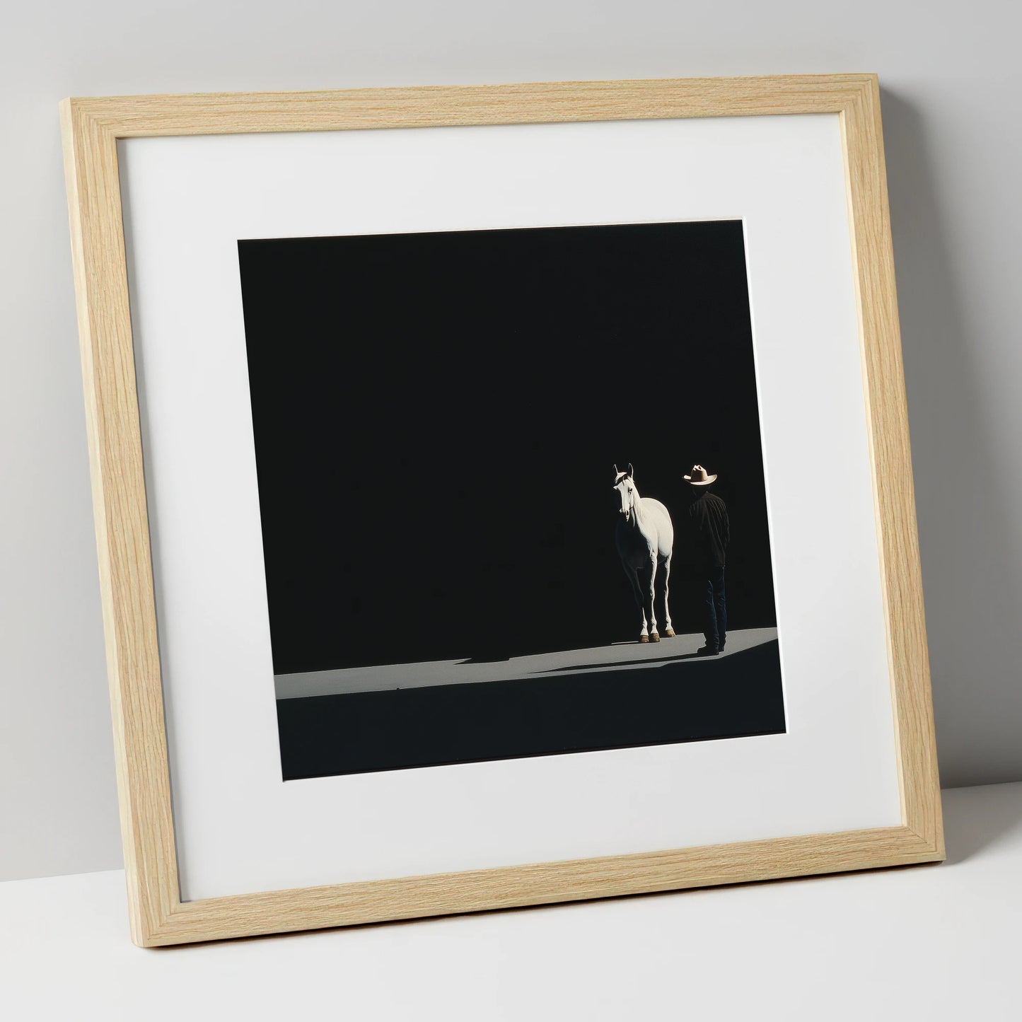 Silent Western Partnership western horse art print in natural frame