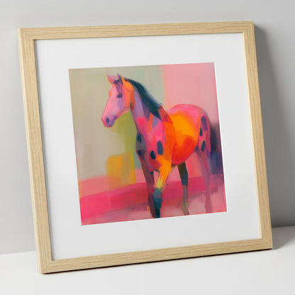 Vivid Appaloosa Spirit horse breed art print in natural frame