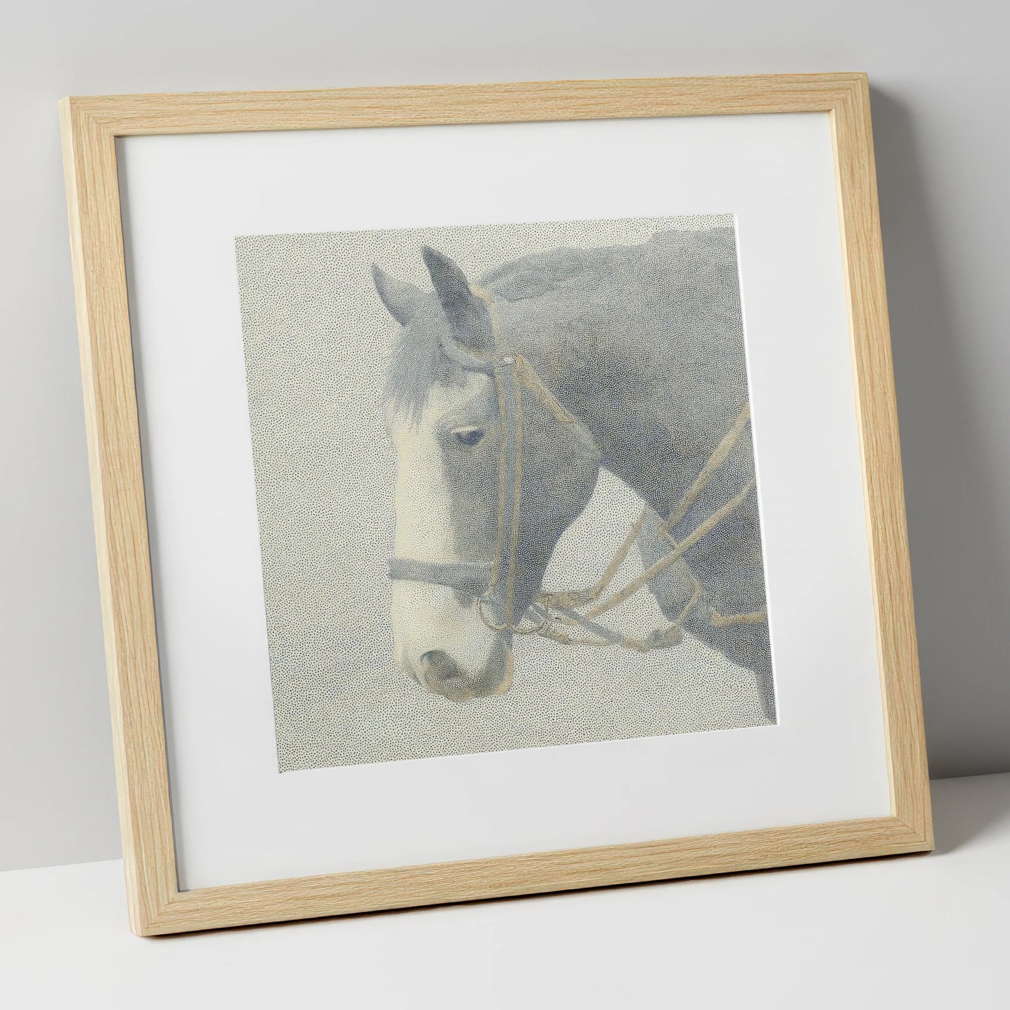 Steadfast Working Profile working horse art print in natural frame