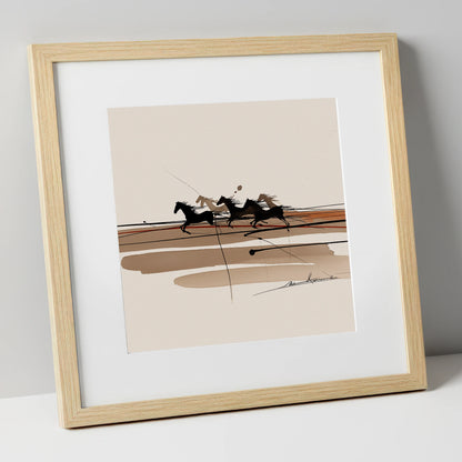Thundering Shadows wild horses art print in natural frame