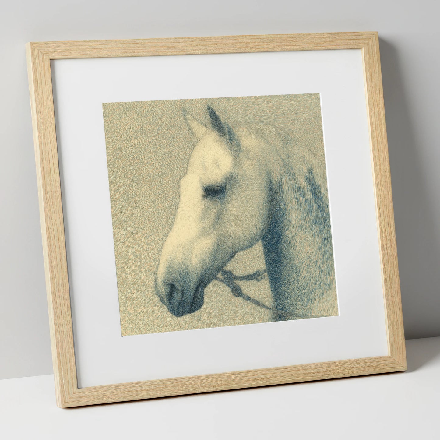 Quiet Nobility In Profile horse portrait art print in natural frame