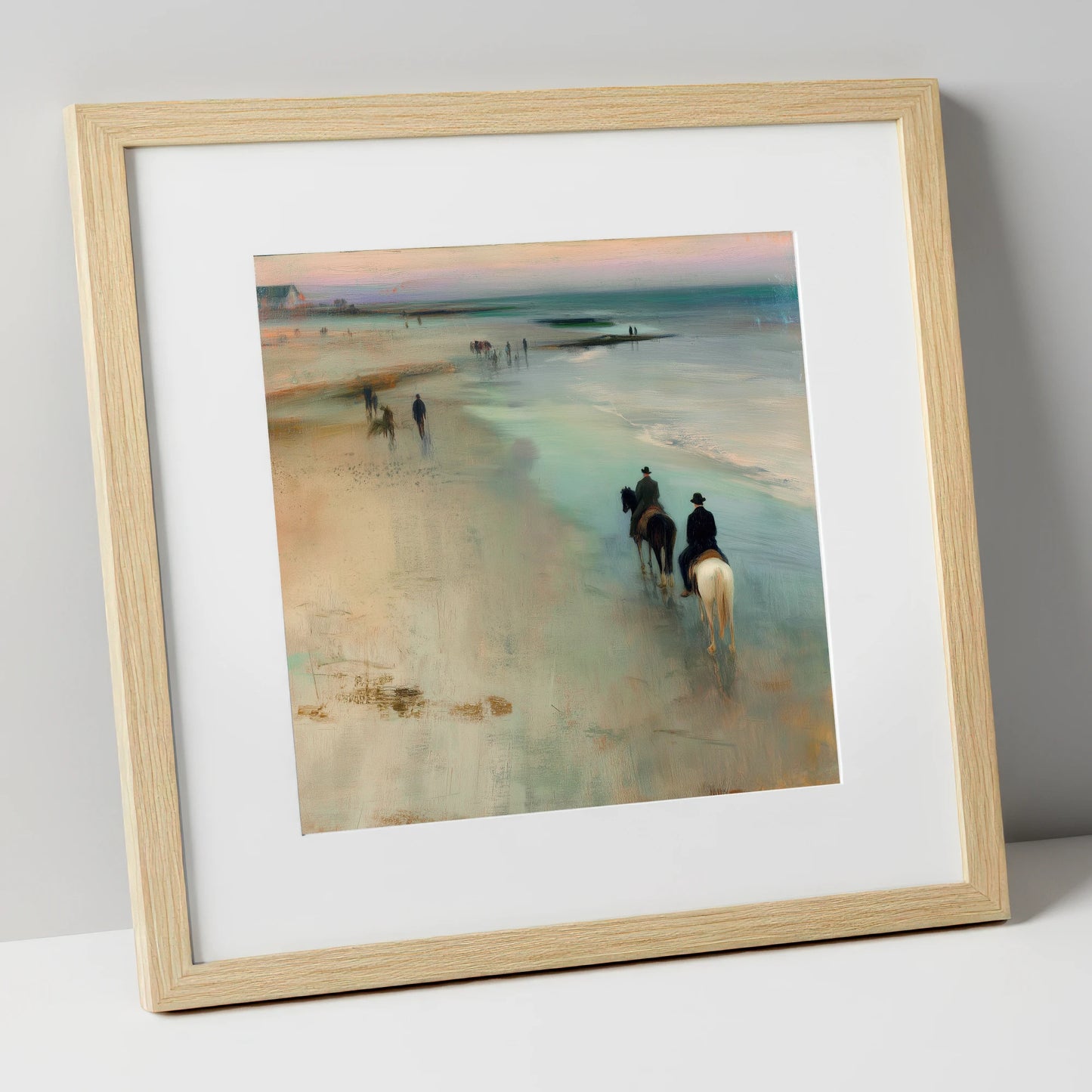 Reflections on the Shore horse landscape art print in natural frame