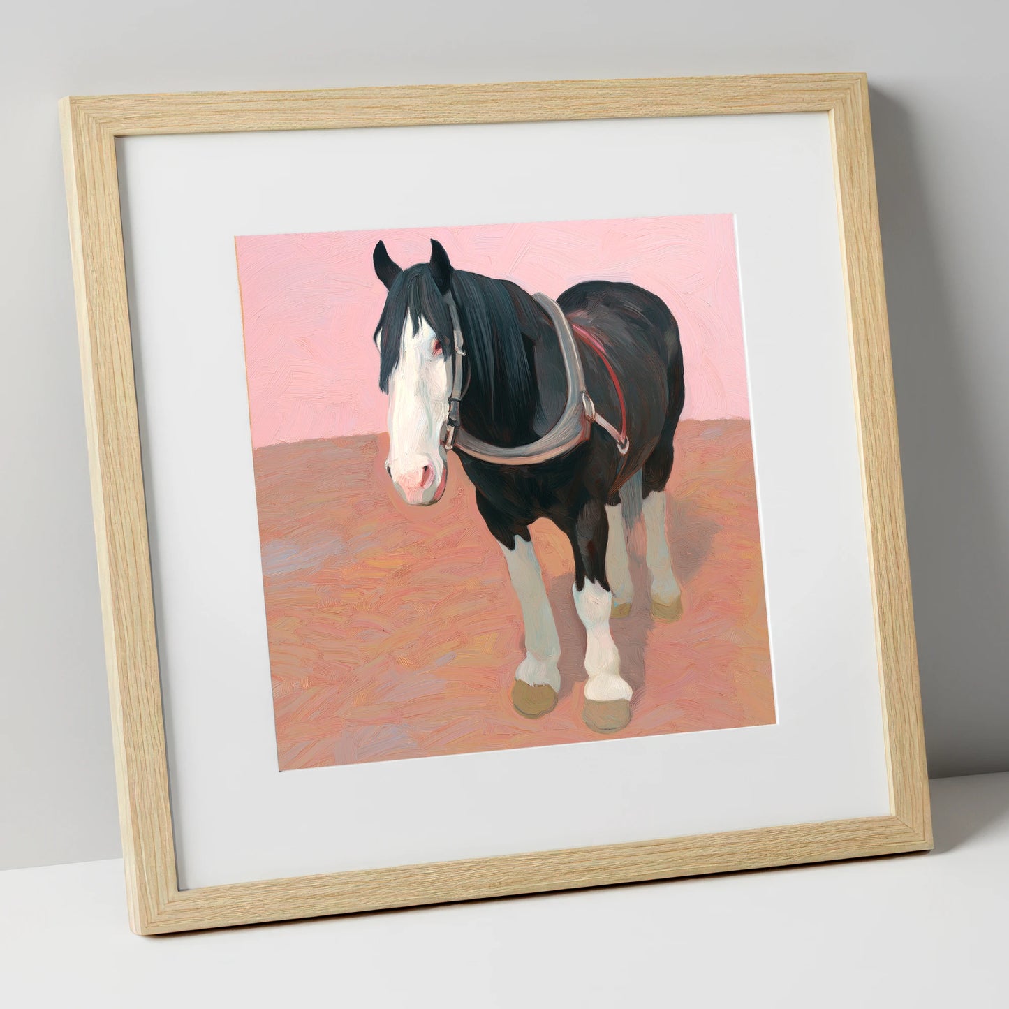 The Gentle Heavy horse breed art print in natural frame