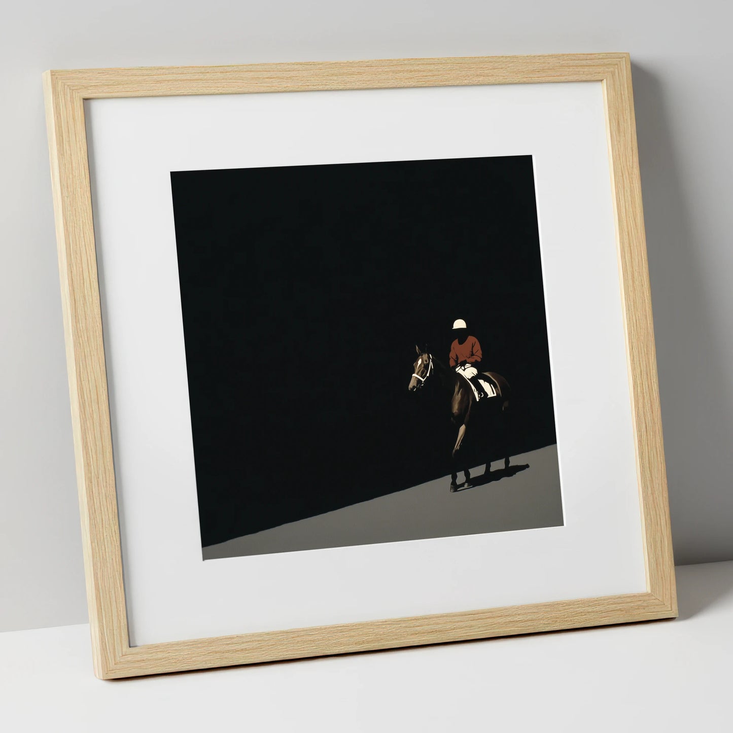 Before the Start racing horse art print in natural frame