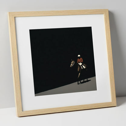 Before the Start racing horse art print in natural frame