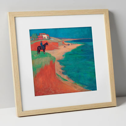 The Coastal Vantage horse landscape art print in natural frame