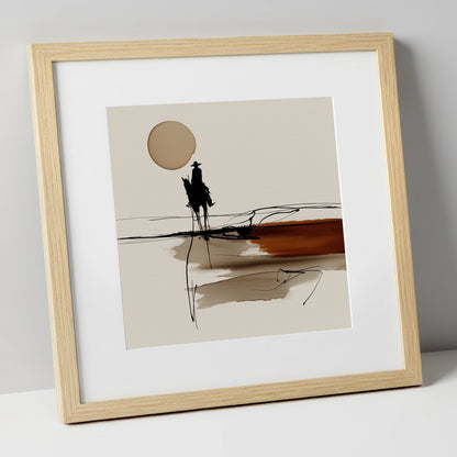 Horizon Rider western horse art print in natural frame