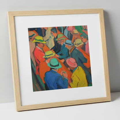 Trackside Anticipation racing horse art print in natural frame