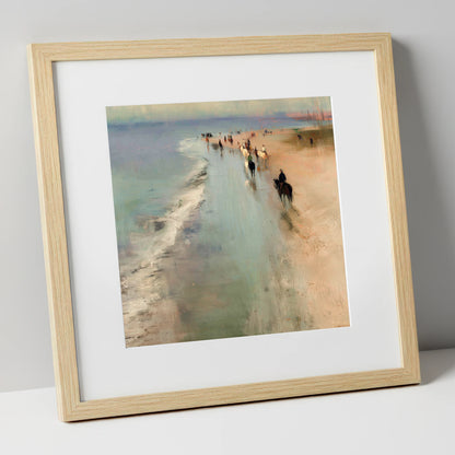 Misty Coastal String horse landscape art print in natural frame