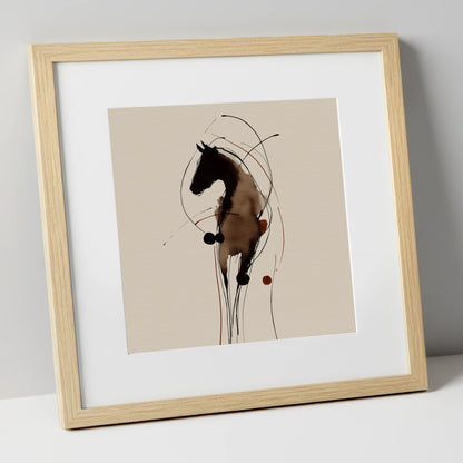 Fluid Ink Equine Portrait horse portrait art print in natural frame