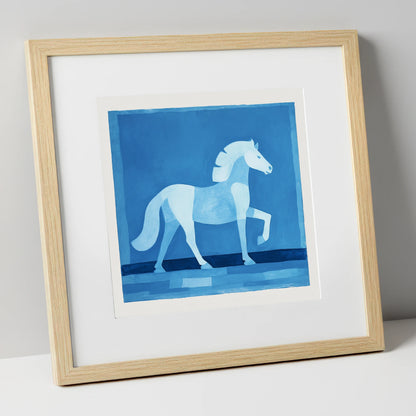 Azure Equine Form horse breed art print in natural frame