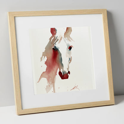 Fluid Crimson Portrait horse portrait art print in natural frame