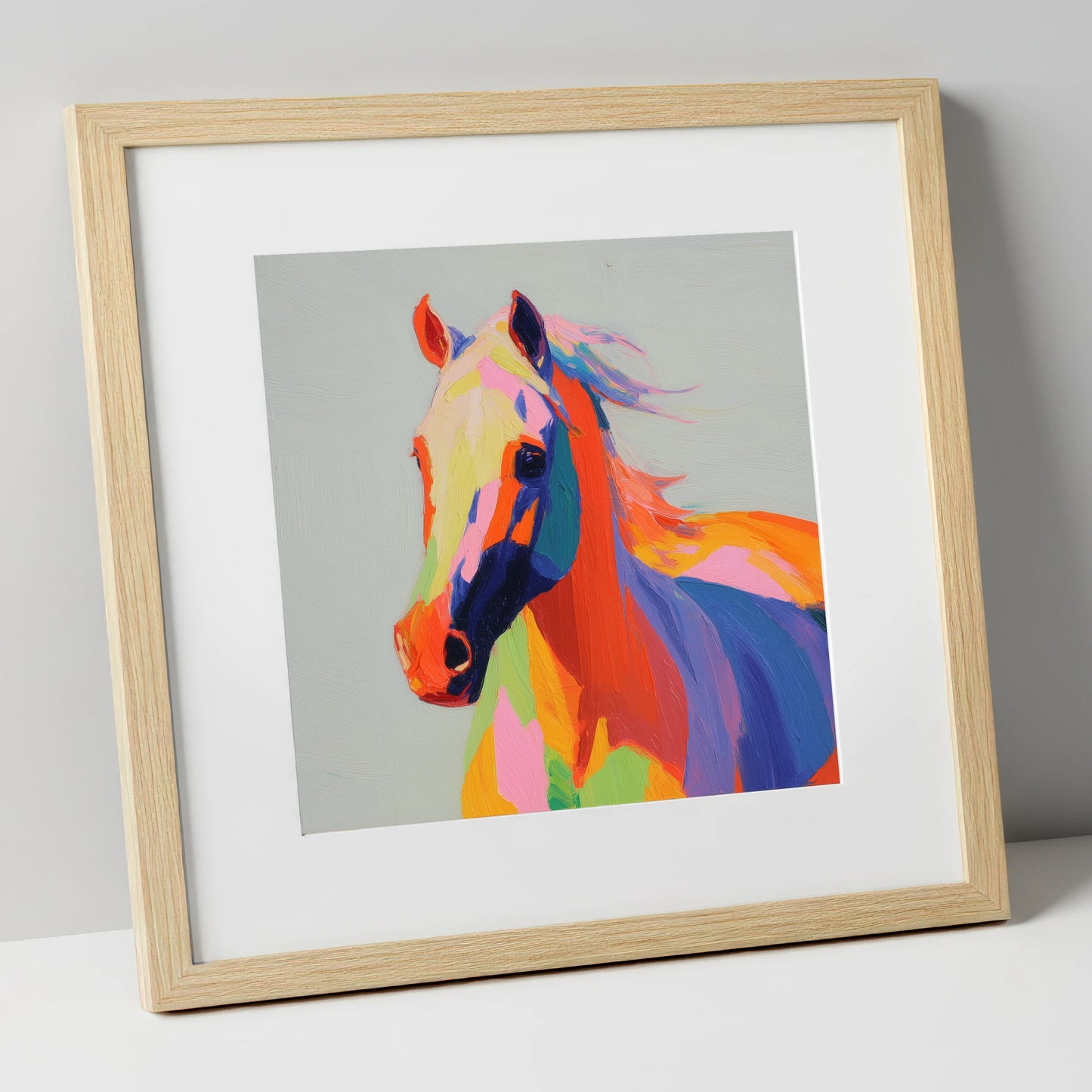 Vivid Equine Spirit horse breed art print in natural frame