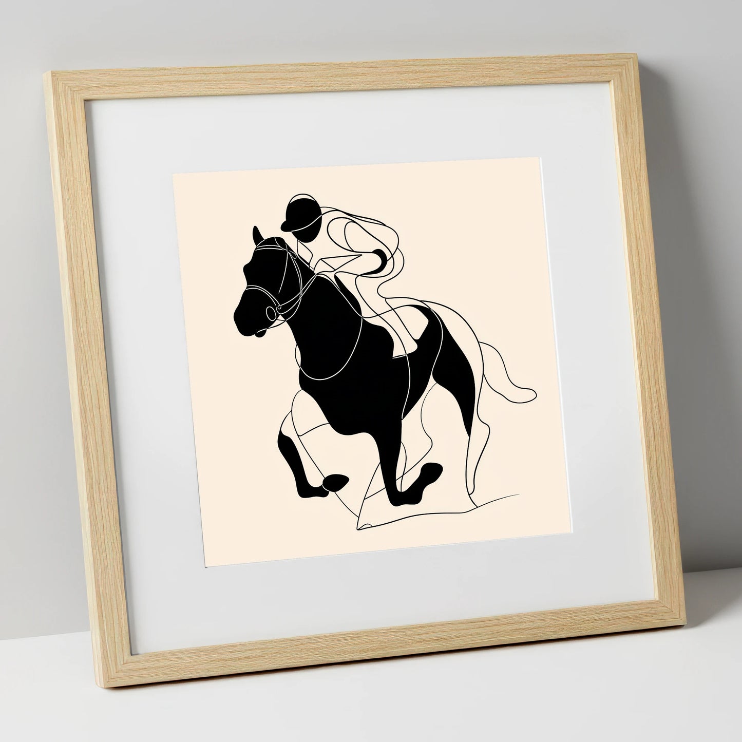 Fluid Racing Form racing horse art print in natural frame
