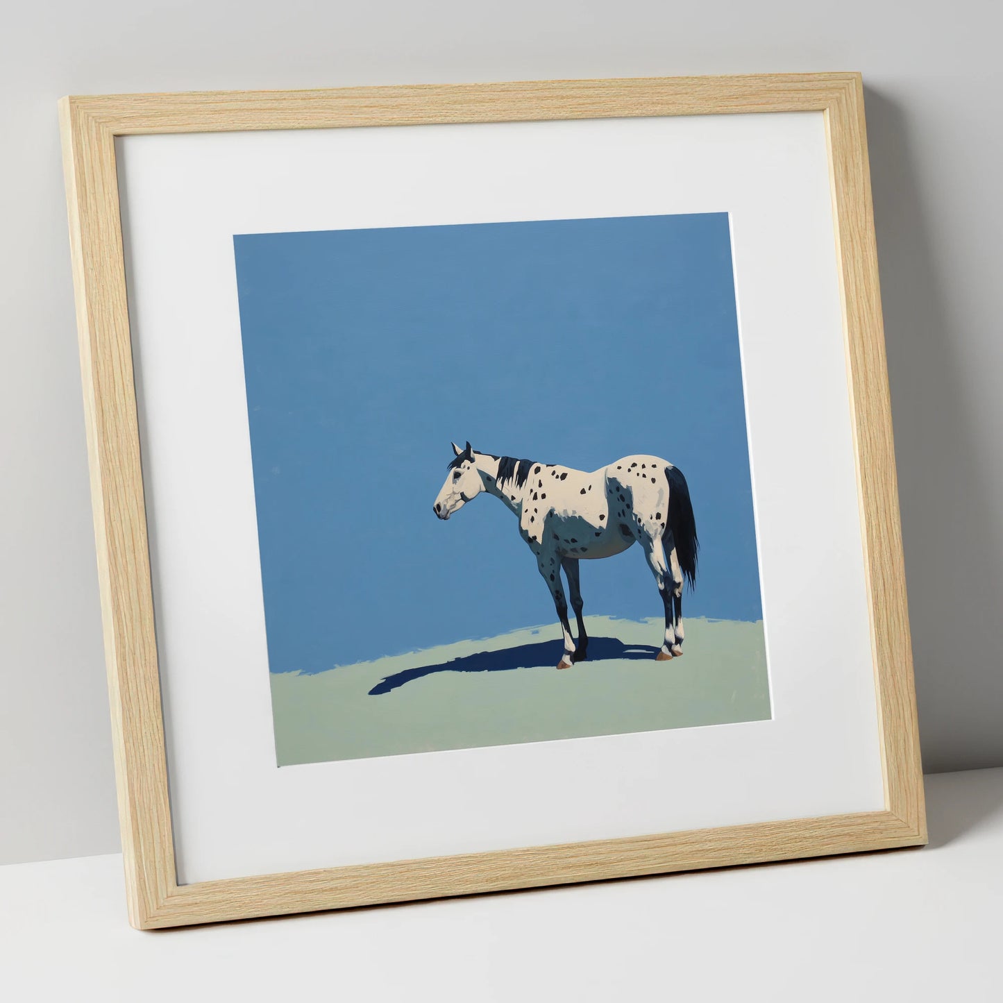 Appaloosa Under Azure Skies horse breed art print in natural frame