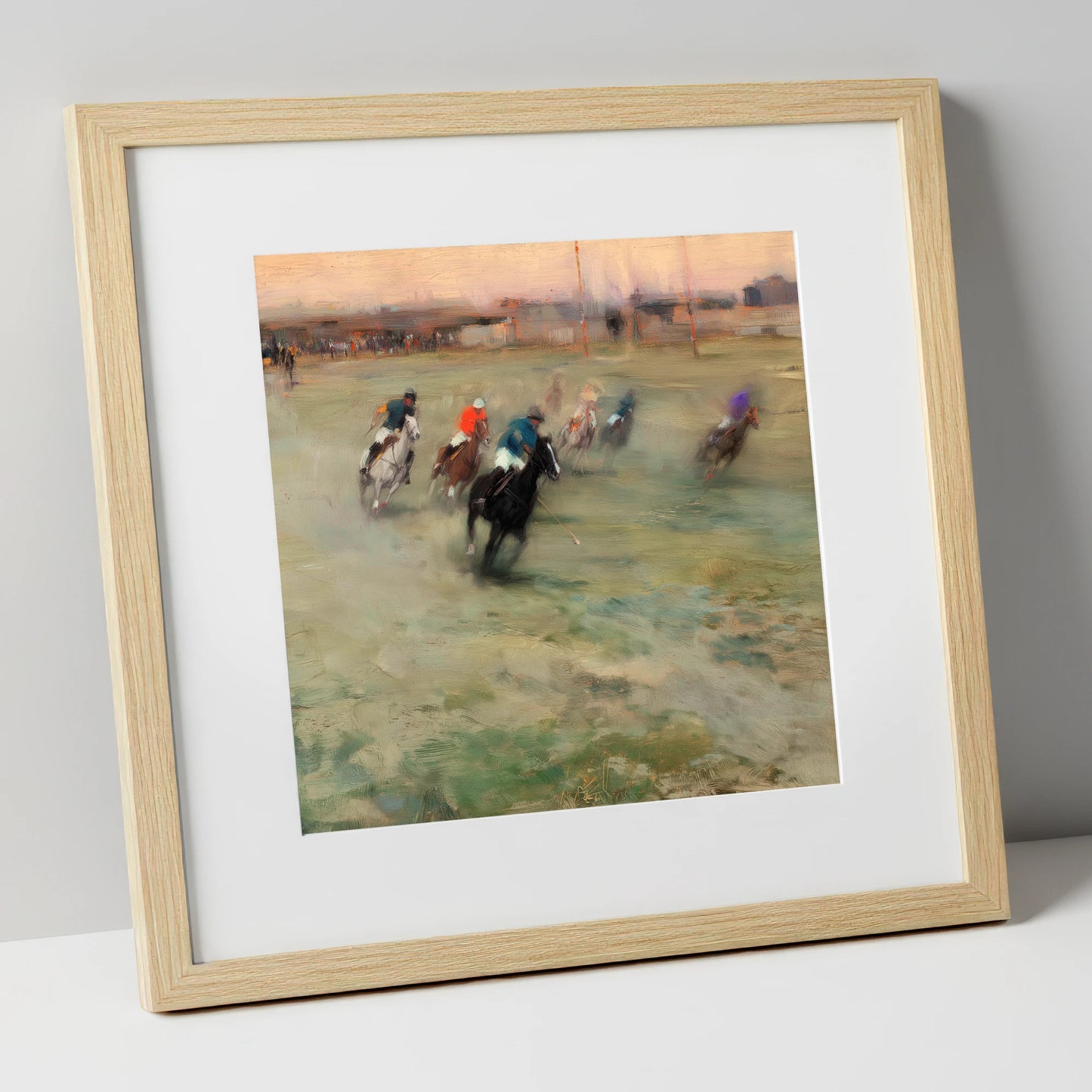 The Heat of the Chukka polo horse art print in natural frame