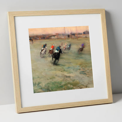 The Heat of the Chukka polo horse art print in natural frame