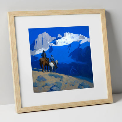High Country Horizon horse landscape art print in natural frame
