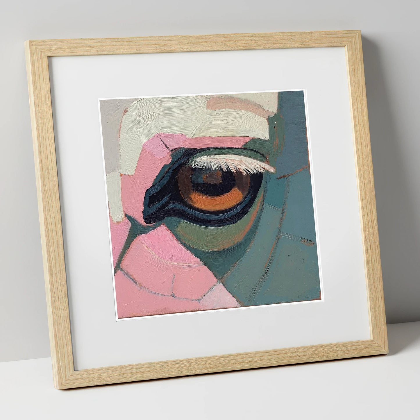 The Gentle Observer horse portrait art print in natural frame
