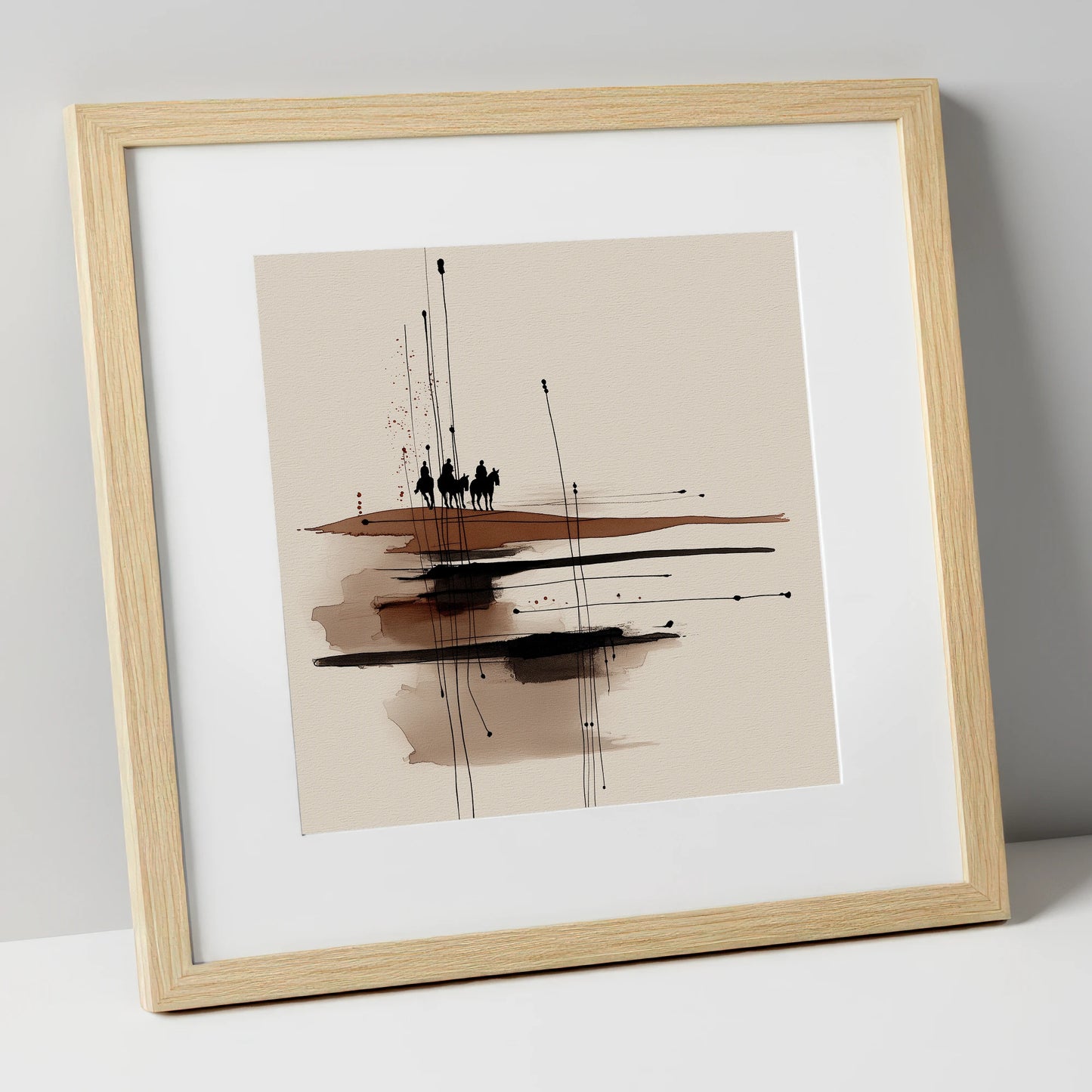Distant Horizon Riders horse landscape art print in natural frame