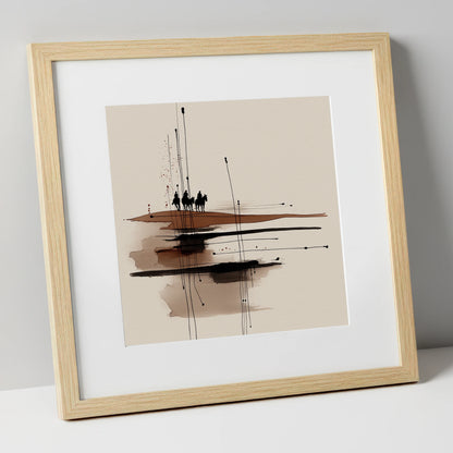 Distant Horizon Riders horse landscape art print in natural frame