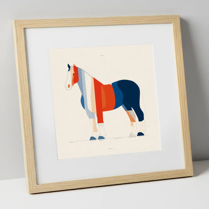 Modernist Equine Silhouette horse breed art print in natural frame