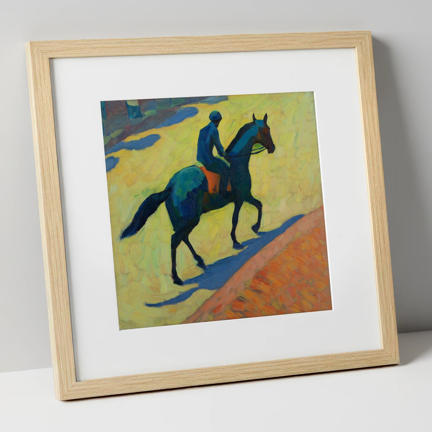 Rhythm on the Gallops racing horse art print in natural frame