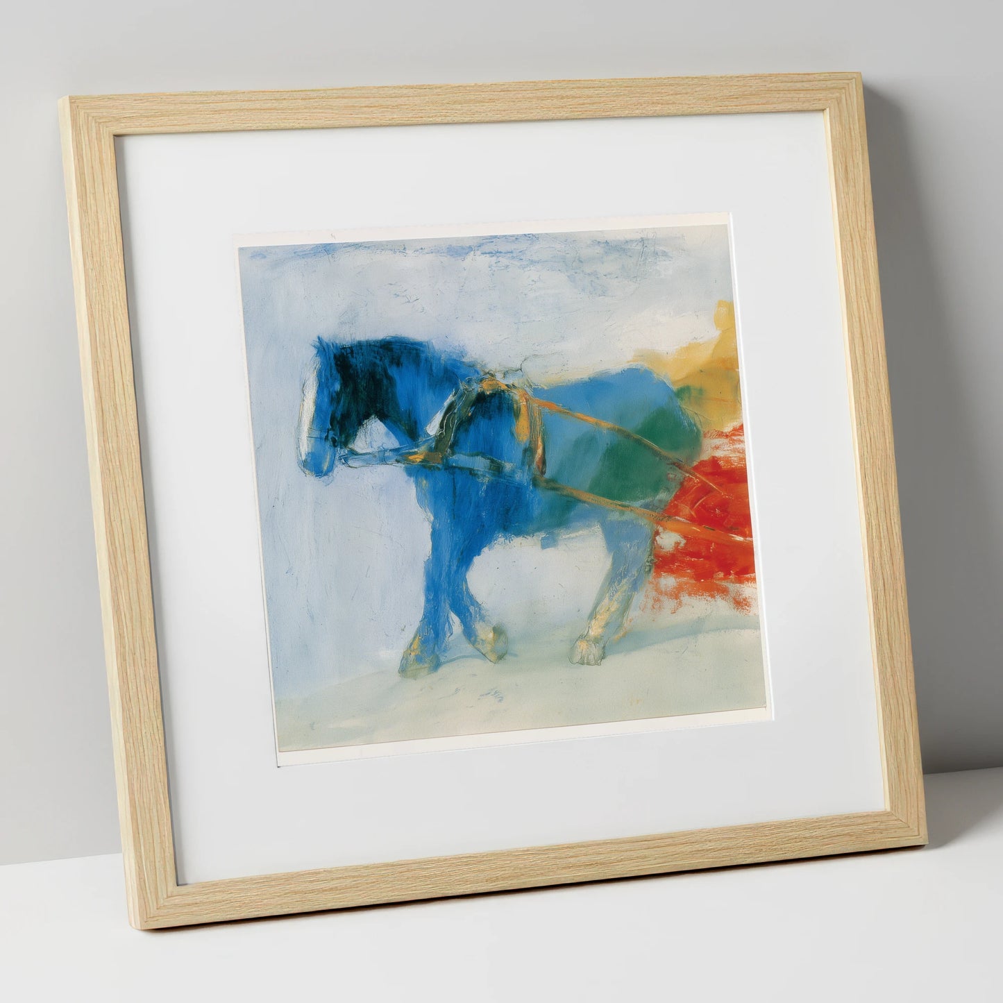 The Azure Draught working horse art print in natural frame