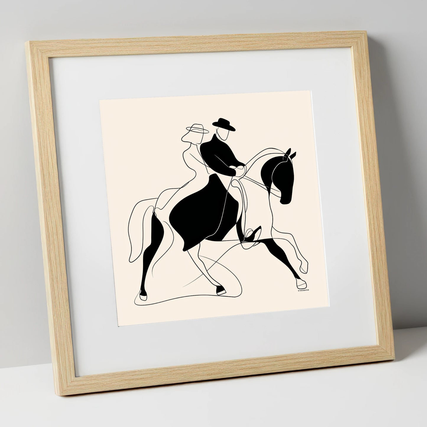 Abstract Dressage Harmony dressage horse art print in natural frame