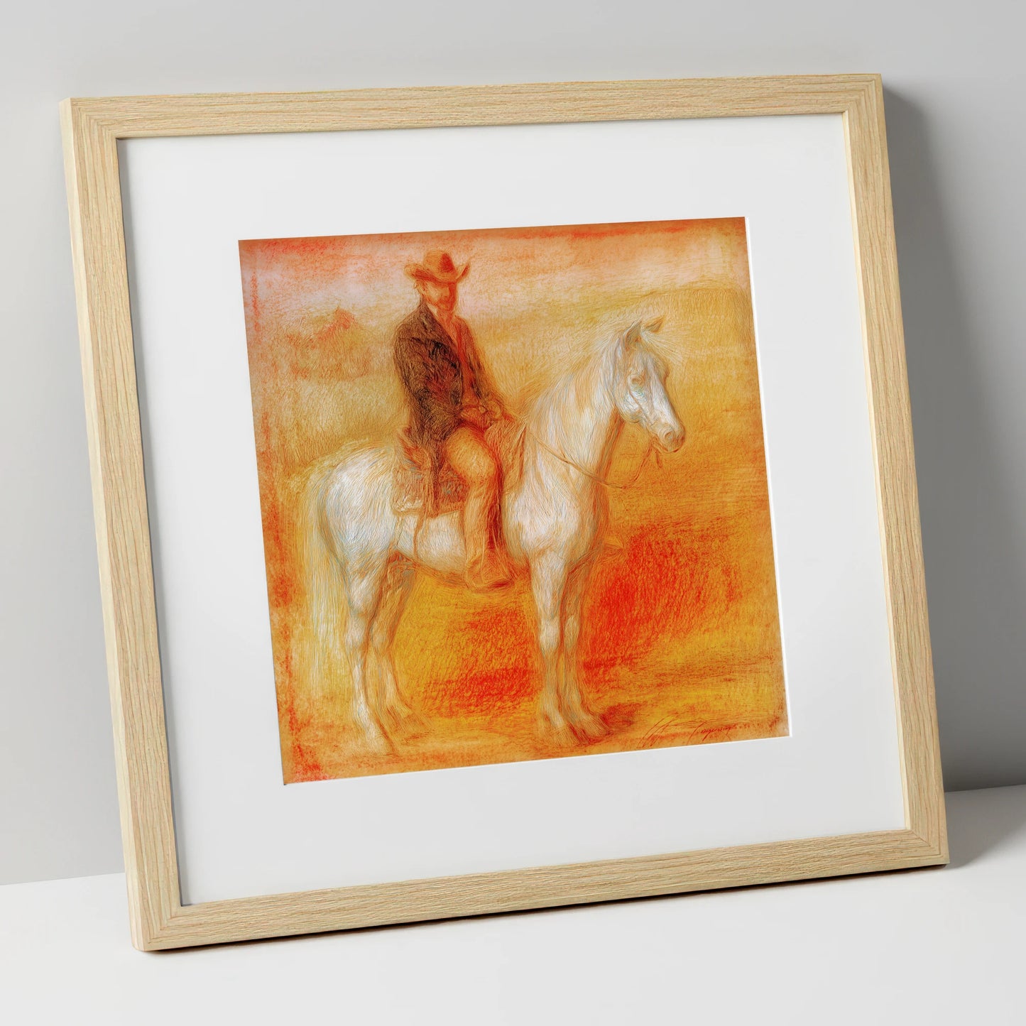 Sunbaked Western Silence western horse art print in natural frame