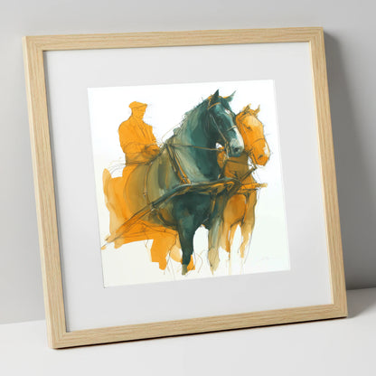Harnessed Momentum working horse art print in natural frame