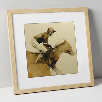 The Final Fence racing horse art print in natural frame