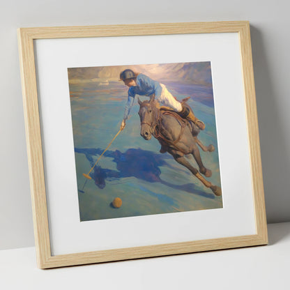 The Final Chukka polo horse art print in natural frame