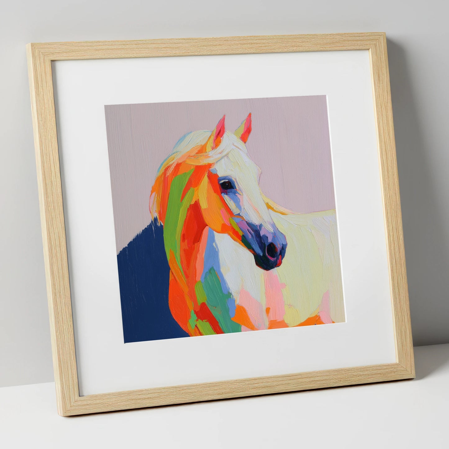 Vivid Equine Profile horse breed art print in natural frame