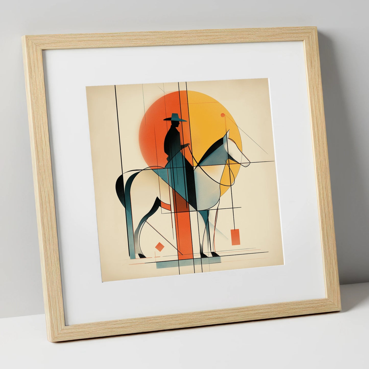 Structured Western Horizon western horse art print in natural frame