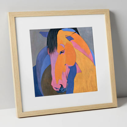 Colourful Painted Horse Portrait horse breed art print in natural frame